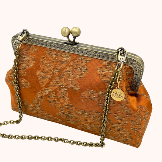 GLENDA Orange-Brown Brocade