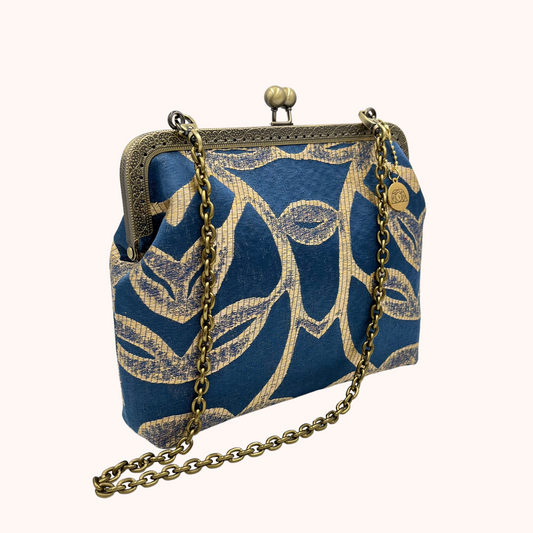 ANDREINA Foglie Fondo Blu