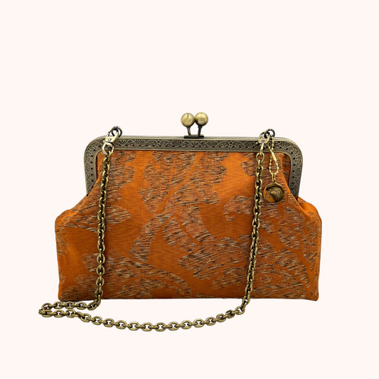 GLENDA Orange-Brown Brocade